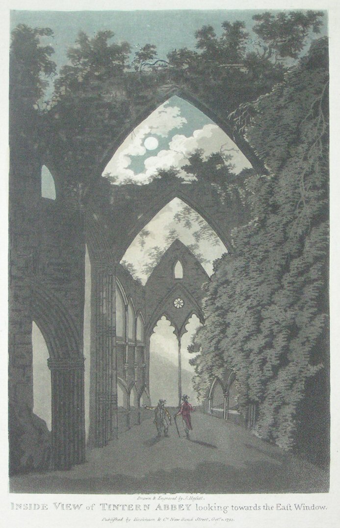 Aquatint - Inside View of Tintern Abbey Looking towards the East Wing - Hassell